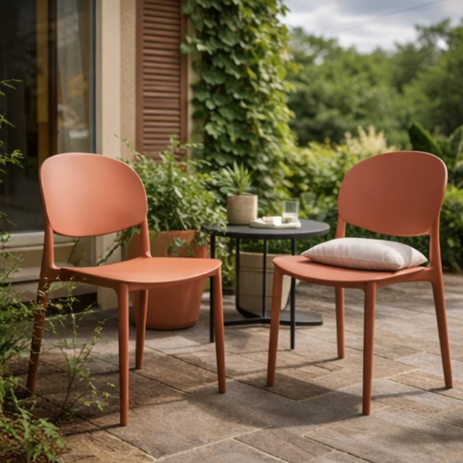 Krzesło ogrodowe MOSSA ceglaste krzesło tarasowe balkonowe plastikowe z polipropylenu